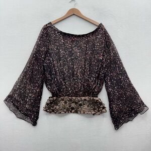 Joolay Women’s Medium Sheer Embellished Rayon Kimono Top